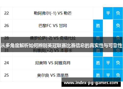 从多角度解析如何辨别英冠联赛比赛信息的真实性与可靠性